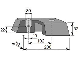 PERÄKUMI PULTATTAVA, 200 X 52/52 MM  REIKÄVÄLI 102MM