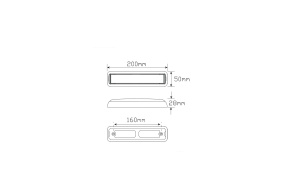 YLILEVEÄN-/VILKKUVALO LED, KELTAINEN MUSTA KEHYS, 200X50X28MM 2