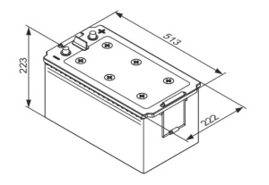 BOSCH AKKU TE EFB 190AH/1050A , 513X223X223MM  +/- 2