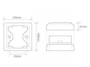 YLILEVEÄN-/VILKKUVALO LED, KELTAINEN 12/24V, MUSTA KEHYS, VALO 100X100MM POHJA 120X120X31MM 2