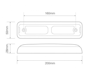 YLILEVEÄN-/VILKKUVALO LED, KELTAINEN MUSTA KEHYS, 200X50X28MM 2