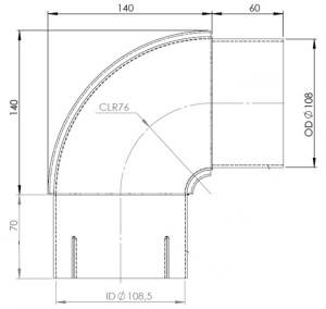 DINEX MUTKAKAPPALE 108MM LYHYT 90° 2