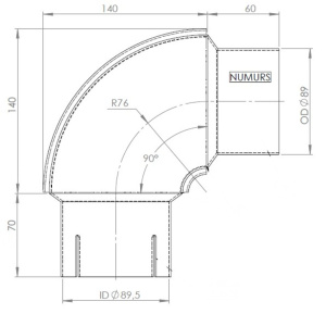 DINEX MUTKAKAPPALE 89MM LYHYT 90° 2