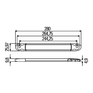 HELLA LISÄJARRUVALO LED 24V, PUNAINEN 280MM, RUUVIVÄLI 244,25MM 3