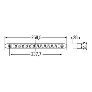 HELLA LISÄJARRUVALO LED 24V KIRKAS 258MM/238MM VOLVO LA 9700/9900 3