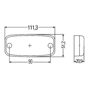 HELLA ÄÄRIVALO PUNAINEN 24V, JOHTO 5M 111X51X22 2