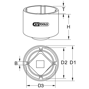 KS TOOLS 3/4" URAMUTTERIAVAIN 4 TAPILLA 64MM, SCANIA VAIHTEISTON PÄÄAKSELIN MUTTERILLE 2