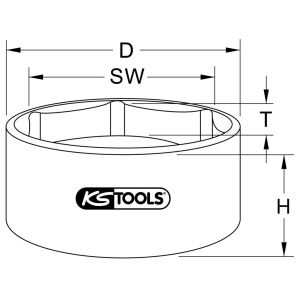 KS TOOLS 1" AKSELIMUTTERIAVAIN, 6-KULMAINEN, LYHYT, 110MM 2