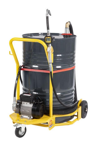 MECLUBE ÖLJYN SIIRTO-/TÄYTTÖLAITE 230V, 25L/MIN, AUTOMAATTI DIGIT.MITTARILLA, 180-220L TYNNYRILLE