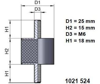 LIERIÖERISTIN Ø 25/15 X M6/2, 55 °SHA