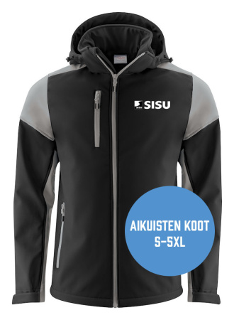 SISU SOFTSHELL-TAKKI HUPULLA, MUSTA/HARMAA
