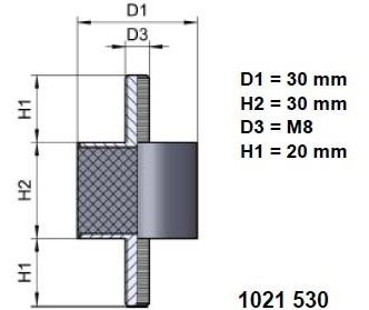 LIERIÖERISTIN Ø 30/30 X M8/2, 55 °SHA
