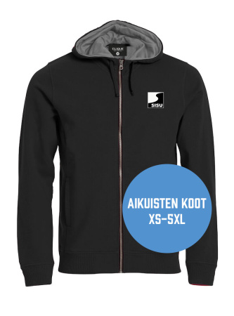 SISU HUPPARI vetoketjulla, MUSTA