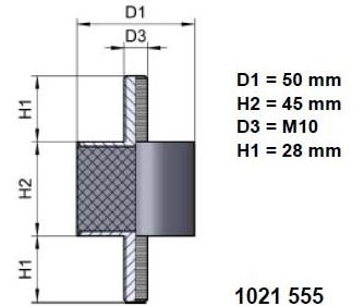 LIERIÖERISTIN Ø 50/45 X M10/2, 55 °SHA