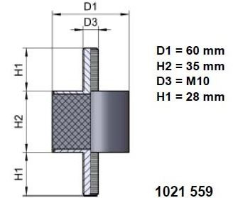 LIERIÖERISTIN Ø 60/35 X M10/2, 55 °SHA