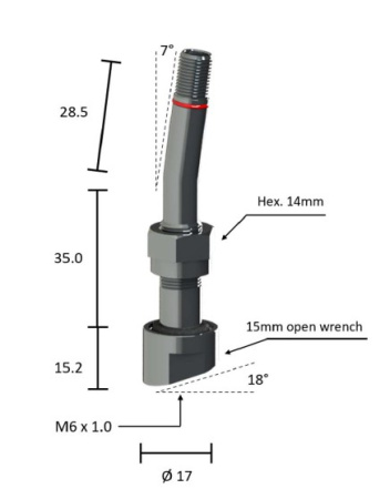 SCHRADER VENTTIILISARJA ALUVANNE 77.4 (L) X 17 (Ø) X 18°