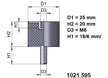 LIERIÖERISTIN Ø 25/20 X M6/1, 55 °SHA