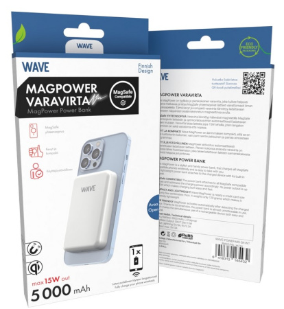 WAVE MAGPOWER LISÄVIRTA, 5000MAH, VALKOINEN