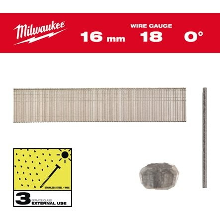 MILWAUKEE NAULA INOX 18G/16MM/SC3 10000P