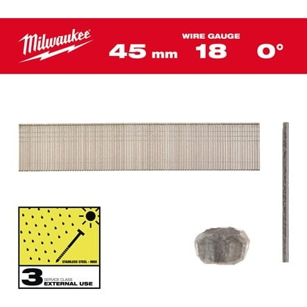 MILWAUKEE NAULA INOX 18G/45MM/SC3 5000P