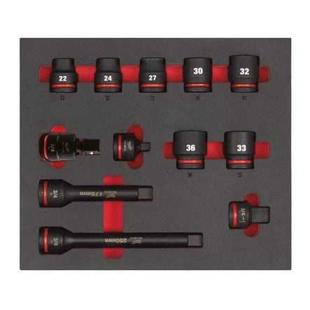 MILWAUKEE HYLSYSARJA 3/4" STD FOAM 12P