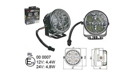 LED-PÄIVÄVALOSARJA 12/24V 70MM 4X1W