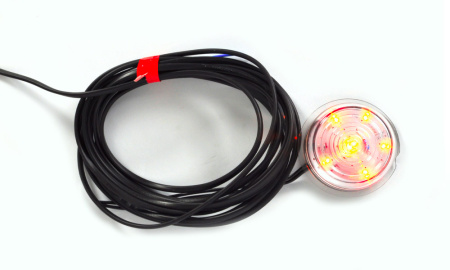 LED-KUPU 70MM PUNAINEN, LASI KIRKAS 6-LED 12-24V IP68 JOHTO 5 METRIÄ P10