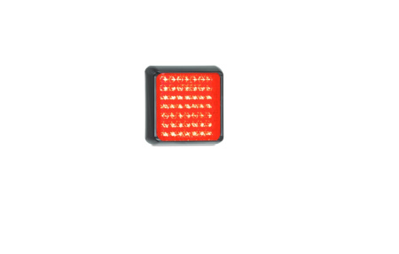 YLILEVEÄN-/TAKAVALO LED, PUNAINEN 12/24V TAKA/JARRU, MUSTA KEHYS VALO 100X100MM POHJA 122X122MM