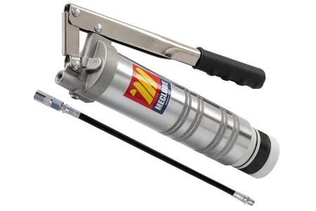 MECLUBE RASVAPURISTIN/-PRÄSSI 2-KÄDEN, 300MM LETKU, 4-LEUKA RASVASUUTIN, KIERRETTÄVÄLLE PATRUUNALLE LUBE-MEC / LUBE SHUTTLE Ø52MM 400G "CHAMPION"