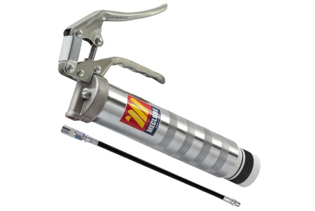 MECLUBE RASVAPURISTIN/-PRÄSSI 1-KÄDEN, 300MM LETKU, 4-LEUKA RASVASUUTIN, KIERRETTÄVÄLLE PATRUUNALLE LUBE-MEC / LUBE SHUTTLE Ø52MM 400G "CHAMPION"