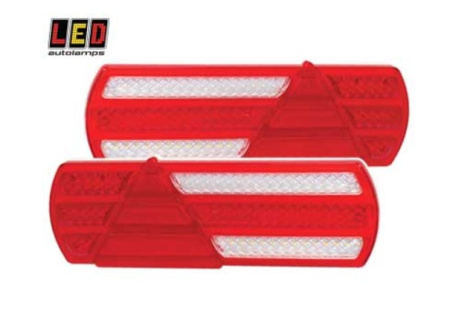 LED-TAKAVALOPARI PERÄVAUNU, OHUT, 12/24V 390X140X20MM  TAKA-/JARRU-/VILKKU-/SUMU-/PERUUTUSVALO, KOLMIOHEIJASTIN
