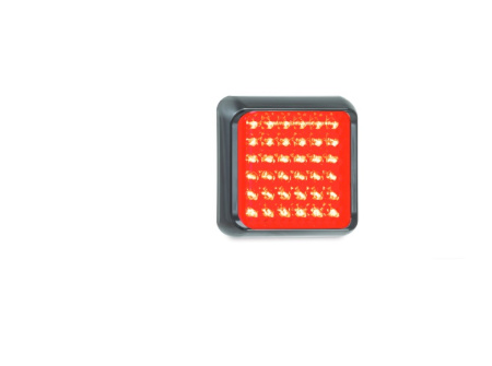 YLILEVEÄN-/TAKAVALO LED, PUNAINEN 12/24V TAKA/JARRU, MUSTA KEHYS VALO 80X80MM POHJA 100X100MM