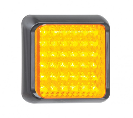 YLILEVEÄN-/VILKKUVALO LED, KELTAINEN 12/24V, MUSTA KEHYS, VALO 80X80MM POHJA 100X100X28MM