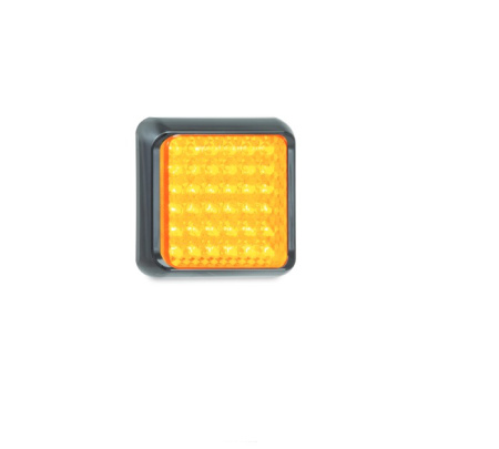 YLILEVEÄN-/VILKKUVALO LED, KELTAINEN 12/24V, MUSTA KEHYS, VALO 80X80MM POHJA 100X100MM