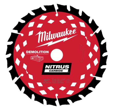 MILWAUKEE NITRUS CARBIDE PYÖRÖSAHANTERÄ, NAULAISELLE PUULLE, W165X20X1,6X24