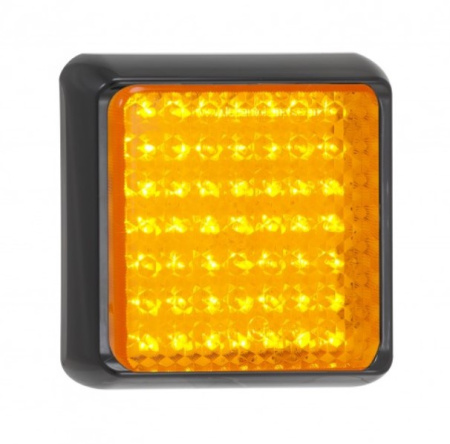 YLILEVEÄN-/VILKKUVALO LED, KELTAINEN 12/24V, MUSTA KEHYS, VALO 100X100MM POHJA 120X120X31MM
