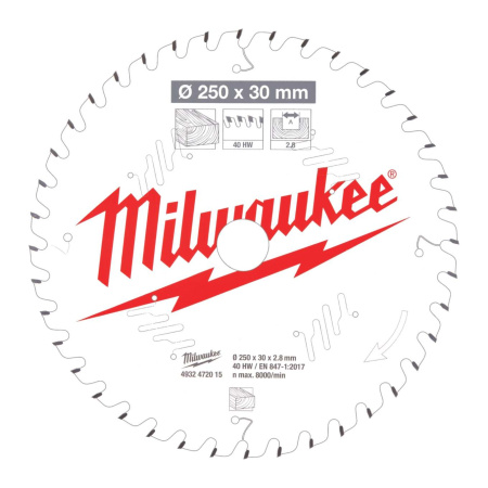 MILWAUKEE PYÖRÖSAHANT. MS W250X30X2,8X40