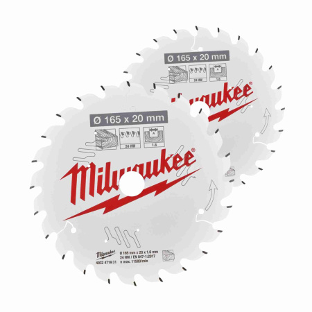 MILWAUKEE SAHANTERÄ W165X20 40T+40T 2P