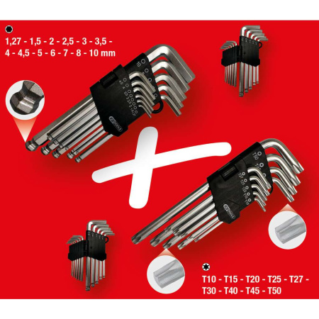 KS TOOLS KULMA-AVAINSARJA, TORX + KUUSIOKOLO, 22-OS.