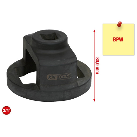 KS TOOLS 3/4" BPW-AKSELIMUTTERIN HYLSY, 80 MM "OVAALI"