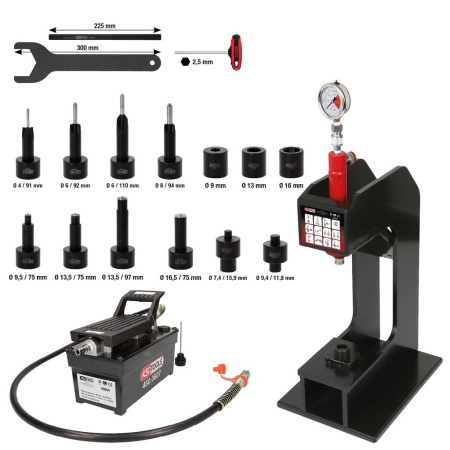 KS TOOLS ILMAHYDRAULINEN NIITTAUSLAITE, 19-OS, SIS JALKAPUMPUN JA TUURNAT