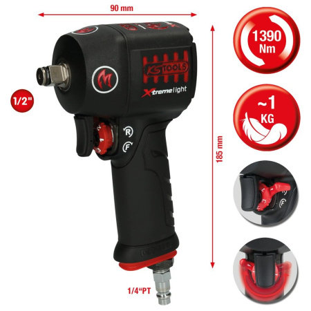 KS TOOLS MINIMONSTER ISKEVÄ MUTTERIVÄÄNNIN 1/2", 1390NM