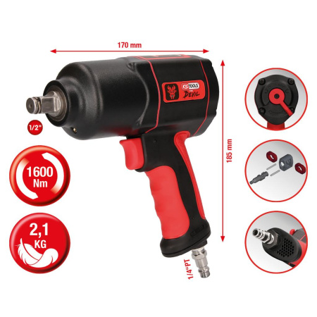 KS TOOLS MONSTER ISKEVÄ MUTTERIVÄÄNNIN 1/2", 1600NM