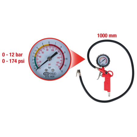 KS TOOLS RENGASPAINEMITTARI, 0-12 BAR, 1,0M LETKU