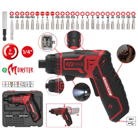 KS TOOLS 1/4" EMONSTER -AKKURUUVINVÄÄNNINSARJA, 27-OS.