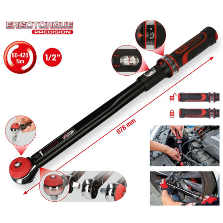 KS TOOLS 1/2" ERGOTORQUE®PRECISION MOMENTTIAVAIN, 80-420NM