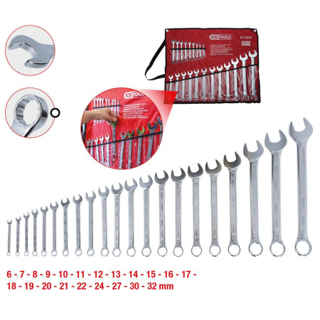 KS TOOLS LENKKIKIINTOAVAINSARJA, TAIVUTETTU, 6-32MM, 21-OS.