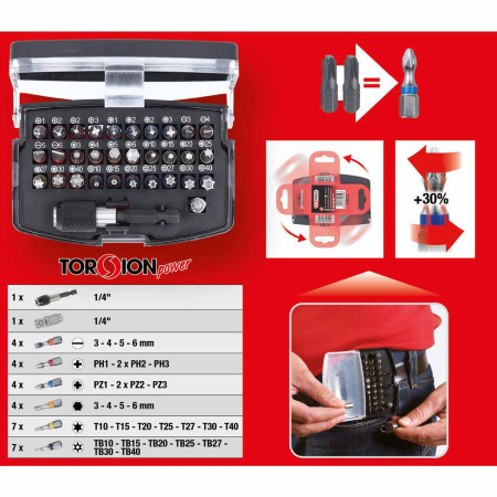 KS TOOLS TORSIONPOWER-KÄRKISARJA 1/4", 32-OS.
