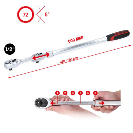 KS TOOLS 1/2" RÄIKKÄVÄÄNNIN TELESKOOPPIVARRELLA 460-600MM