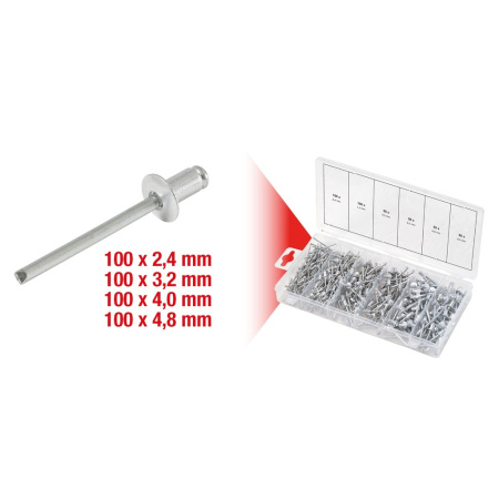 KS TOOLS VETONIITTILAJITELMA ALUMIINI, 2.4/3.2/4.0/4.8MM, 400-OS